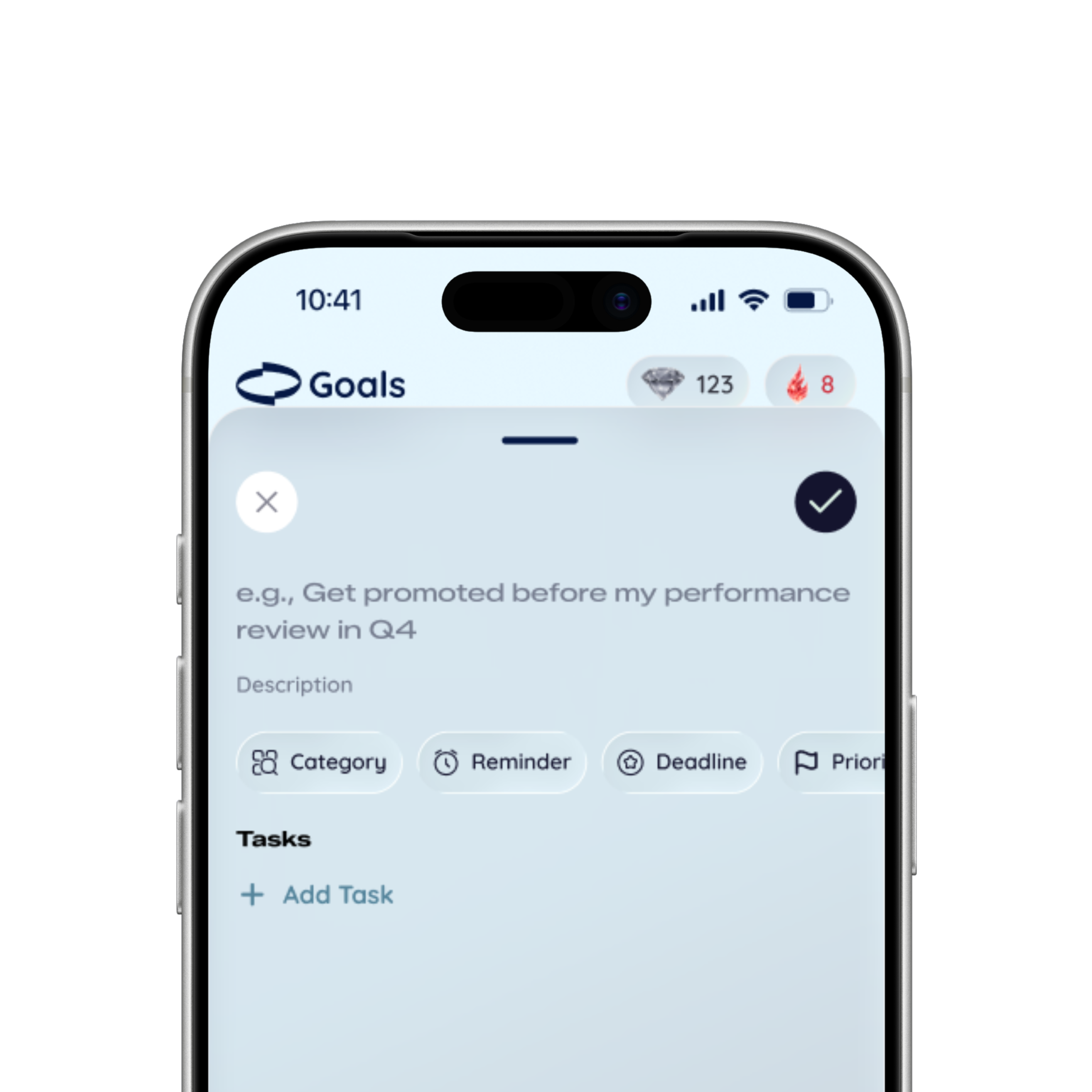 Goal tracking screen